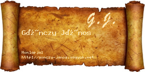 Gönczy János névjegykártya